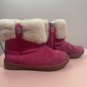 UGG Pink Kids Boots with Cream Fur